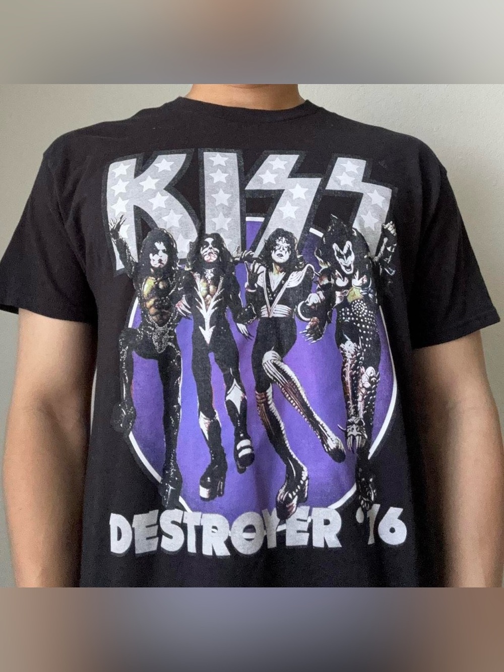 Kiss Destroyer Tour Band Logo Graphics Black Tee Shirt